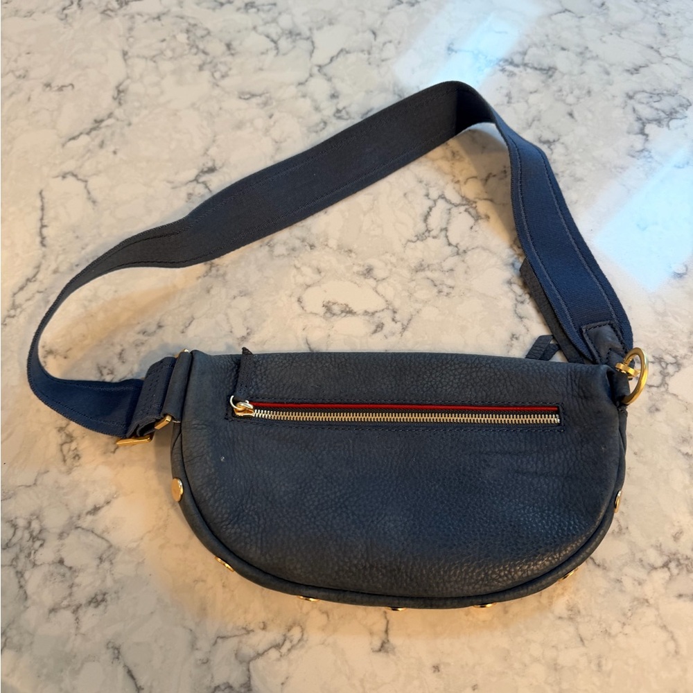 Hammitt Navy Crossbody Bag with Gold Accents